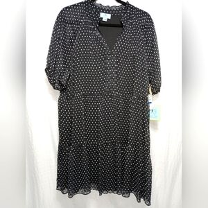 CeCe Puff Sleeve Sheer Lined Babydoll Dress. NWT Size XL